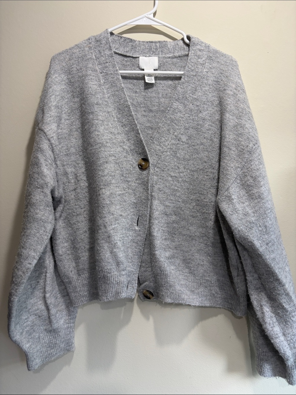 H&M Light Gray V-Neck Button-Up Cardigan